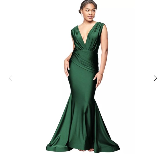 Size 8 Bill Levkoff Hunter Green Bridesmaid Gown - Picture 1 of 4